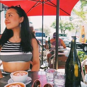 American Apparel Striped Ponte Halter Top